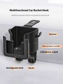 4pcs Car Headrest Cup Holder Phone Holder With Hook, 5-In-1 Design, Space-Saving And Tidy, Universal Easy Installation, Durable And Sturdy, Travel Essential, Home Decor, Bedroom Decor, Car, Car, Storage, Car Storage Rack, Car Interior Storage, Car Interior Decor - Multicolor - View 4