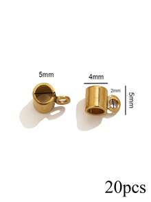 20pcs/Pack Stainless Steel 4mm Round Hole Pendant Connectors, Bracelet Beads DIY Jewelry Accessories Connectors - Yellow Gold - View 6