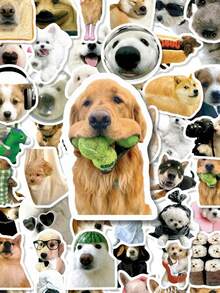 50pcs Funny Dog Expression Stickers PVC Material Gift Cartoon Decoration Scrapbook Laptop Luggage Guitar Water Bottle Phone Case DIY Stickers - Multicolor - View 3
