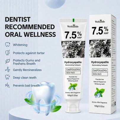 welsunde 1/3PCS Latest Potent 7.5% Remineralizing Whitening Toothpaste, Hydroxyapatite & Probiotics Formula, Mint Flavor, Deep Clean Fresh Breath, Effectively Remineralizes. Gift‑Ready For Daily Use, For Men & Women, Local Warehouse