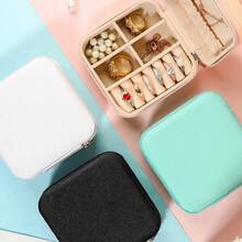 1pc Mini Jewelry Storage Box, Display Box, Travel Jewelry Zipper Box, Suitable For Earrings, Necklaces, Rings, Jewelry Box, Mini Ring And Necklace Storage, Perfect As A Gift For Her On Valentine's Day, Christmas, Halloween, New Year, Aesthetic Design - Multicolor - View 5