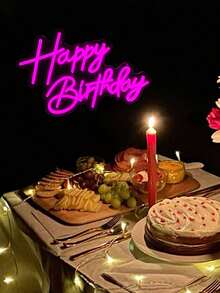 1-Piece Happy Birthday LED Neon Light With USB Power Cable, Clear Acrylic Cursive Letter Sign With Bright Cool White Glow For Kids' And Adult Birthday Parties, Event Backdrop, Cake Table, Bedroom And Celebration Gift - Multi-color light - View 2