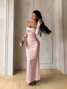 Fall, Elegant Dresses, Wedding Guest Dresses, Women's Resort Wear, Perfect For Beach, Festivals, Parties, Birthdays, Luxurious Evening Dresses - Pink - View 4