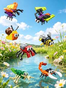 Youleli 12Pcs Kids Cartoon Animal Building Blocks Set, Educational DIY Interlocking Blocks Puzzle Game Toy, Assembly Construction Toy, Birthday Christmas Gift For Children - Multicolor - View 2