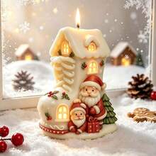 1 Pc Boot-Shaped Christmas House Silicone Mold-Creative For Making Soaps And Scented Candles; Easy To Clean And Reusable; Suitable For Resin, Plaster, And Cement Decorations-Perfect For Christmas And Halloween Crafts - Multi-color - View 3