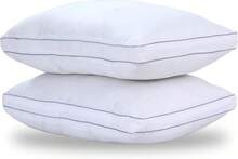 H&R 2pcs Ultra Soft Box Stitching Bed Pillows - High Bounce Gusseted Sleeping Pillow Set With Grey Contrast Piping, Breathable Side Sleeper Pillow For Bedroom - White - View 10