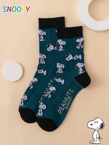 1 đôi tất nam cổ trung bình SNOOPY Series chính hãng họa tiết cún con hoạt hình vui nhộn cá tính - Nhiều màu - Xem 6