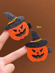 2pcs Halloween Pumpkin Hair Clips Suitable For Holiday Use Hair Accessories - Multicolor - View 6