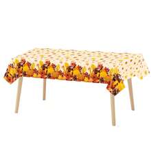 Tablecloth, 1pc/4pcs Set Autumn Disposable Tablecloth Decoration 54*108 Inches, Autumn Theme Plastic Tablecloth, Autumn Pumpkin Maple Leaf Tablecloth, Thanksgiving Pumpkin Tablecloth, Autumn Harvest Party Supplies - Multicolor - View 4