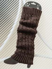 1 Pair Fashion Patterned Long Leg Warmers, Simple Knitted Warm Leg Warmers, Suitable For Spring, Autumn And Winter Wear - Multicolor - View 5