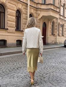 Elegant Commuter Polka Dot Print Front Button Blouse - White - View 8