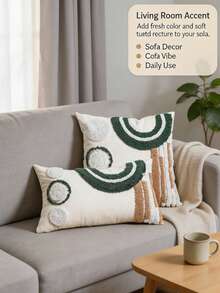 Bộ 1 vỏ gối trang trí phong cách Boho thêu họa tiết hình học tufted, thêu vòng cung và hình tròn trừu tượng, dùng cho sofa, ghế dài, phòng khách, phòng ngủ, trang trí nhà cửa, 45*45cm & 30*50cm, không kèm ruột - Nhiều màu - Xem 12