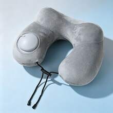 U-Shaped Inflatable Portable Polyester Travel Neck Pillow With Detachable Zipper Pillowcase, Ideal For Side Sleeping, Suitable For Airplane, Car, Nap, Travel Accessory - Multicolor - View 3