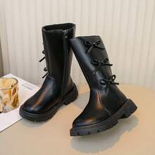 1 Pair Girls' Thermal Lined Warm Boots With Bow Performance Dance Shoes For Boys - Black - View 2