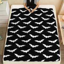 1 Stück weiche & bequeme Fledermaus moderne Flanelldecke - Halloween-Stil Polyester Nickerchen Decke - Digitaldruck Handwerk, geeignet für Sofa, Bett, Reisen, Büro Heimdekoration - Verschiedenfarbig - Übersicht 11