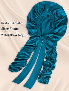 Mũ ngủ satin dài buộc dây cho nữ, mũ ngủ lụa điều chỉnh được, phù hợp cho tóc tết dài, mũ bảo vệ tóc mềm mại ban đêm - Nhiều màu - Xem 18