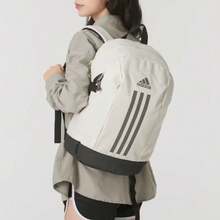 Adidas Unisex Couple Backpack Classic Striped Zipper Closure Polyester Book Bag Ochre Brown & Black IX3178 - Alumina Brown & Black - View 7