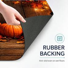 1pc Pumpkin And Maple Leaf Pattern Kitchen Mat, Absorbent, Stain-Resistant, Non-Slip, Durable, Suitable For Kitchen, Living Room, Entryway, Balcony, Bathroom, Coffee Shop, Bar, Party And Autumn Home Decor - Multicolor - View 7