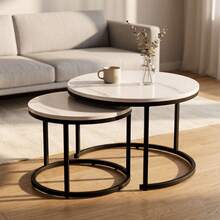 Super life A Compact Nordic Style Coffee Table, Available In Multiple Sizes Including Round And Minimalist Modern Round Coffee Tables Or Side Tables, Suitable For Small Living Rooms. White, Furniture, Table - Multicolor - View 8
