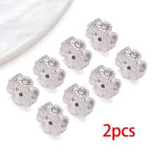 2pcs Silvery Plated Cubic Zirconia Spacer Beads Rhinestone Round Flat Heart Twist Metal Spacers For DIY Bracelet Necklace Jewelry Making Findings - Silver - View 32