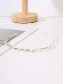 1pc Women's Gold Thin Metal Rhinestone Headband, Exquisite Bridal Butterfly Embellished Headband, Elegant Non-Slip Hairband, Suitable For Wedding, Party, Daily, Autumn Styling - Multicolor - View 3