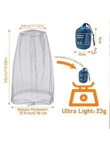 2pcs Mosquito Head Net, Outdoor Fine Mesh Face Mask, Breathable & Insect-Proof, Suitable For Fishing, Hiking, Camping, Gardening, Fits Most Hats, Unisex - Multicolor - View 7