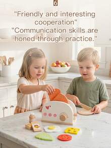 Wooden Pretend Play Bread Maker Toy For Kids, Role Play Toaster, Birthday Gift - Multicolor - View 10