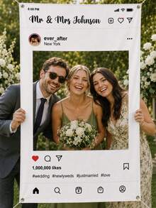 Personalized Selfie Photo Frame Prop, Customized Wedding Style Photo Frame, Can Add Name, Logo, Text, Suitable For Weddings, Graduation Ceremonies, Birthday Parties, Party Decorations And Photo Booth Props, Large Event Selfie Frame, Suitable For Wedding Parties, Wedding Showers, Baby Showers And Celebration Event Decorations, Fun Interactive Party Photo Signs And Gifts. - Multicolor - View 1