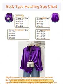 Plus Size Women's Fashion New Arrival Casual Satin Button-Up Shirt Spring - Purple - View 5