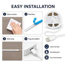 2835 LED Light Strip, USB Powered, Flexible LED Light Strip Set, 2-Level Lighting With Smart Light Bar, High Brightness, No Hotspots, Stable Performance, With Shaping Function, Warm White/Cool White 2 Colors Optional, 1m/2m/3 Meters/4m/5m 5 Sizes Optional, 1PC Dimmable, Creative DIY Design Atmosphere Decoration Light For Girlfriend/Friend, Soft Warm Light, Flexible And Cuttable, With Adhesive Backing For Easy Installation - Multicolor - View 10