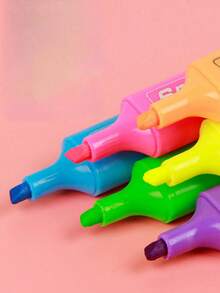 4pcs/6pcs Colorful Highlighter Pens, Underline Marker Pens, Colored Marker Pens, Chisel Tip Fluorescent Label Pens - A - View 5
