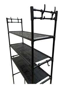 3-Tier Over The Washing Machine Storage Rack – Iron Laundry Organizer Shelf, Space Saving Bathroom Storage Stand, Heavy Duty Utility Rack, Black / White - Dark Green - View 4