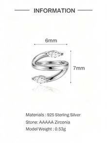1pc 925 Sterling Silver 16G Spiral Double Hoop Earring-Elegant Piercing Jewelry-Hinged Earring Cartilage Hoop, Unisex, Suitable For Daily Wear - Silver - View 6