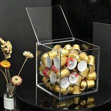 1pc Coffee Capsule Storage Box With Lid, Acrylic Material, Suitable For Capsule Coffee Machine, Coffee Capsules, Tea Bags And Candy, Transparent Dust-Proof Reusable Container, Suitable For Office, Kitchen, Coffee Shop - Multicolor - View 1