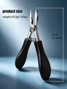 Long Straight Jaw Toenail Clippers, Stainless Steel Thick Hard Ingrown Nail Cutter, Non-Slip Handle Spring Loaded Pedicure Nail Tool - Black - View 6