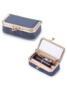 1 buah Kantong Penyimpanan Perhiasan Wanita, Tas Earphone Kulit Asli Kecil, Kotak Aksesori Cincin Kalung Anting, Dompet Koin Mini, Tempat Lipstik dengan Cermin - MultiWarna - View 15