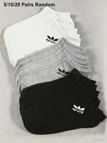 20/10/5 Pairs Random Black White Grey Basic Essentials, Cute Socks, Kids Fall Socks, Fall Footwear, School Girl Essentials, Socks For Girls - Multicolor - View 1