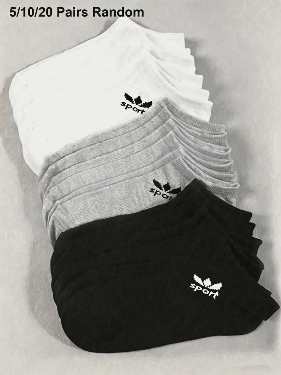 20/10/5 Pairs Random Black White Grey Basic Essentials, Cute Socks, Kids Fall Socks, Fall Footwear, School Girl Essentials, Socks For Girls - Multicolor - View 1