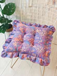 1 buah Bantal Kursi Bulat/Persegi dengan Tepi Bergelombang dan Motif Bunga, Bantalan Kursi Serbaguna Lembut yang Dapat Dicuci, Bantalan Sandaran, Bantalan Kursi Tebal dan Lembut, Cocok untuk Penggunaan di Rumah dan Kantor - Beraneka warna - View 4