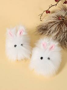 Children's Plush Rabbit Slippers, Suitable For Toddler Girls And Boys - Fluffy Faux Fur Rabbit-Shaped House Shoes With Pink Ears, Cute Animal Design, Non-Slip Sole, Suitable For Winter Indoor Wear - Beige - View 1