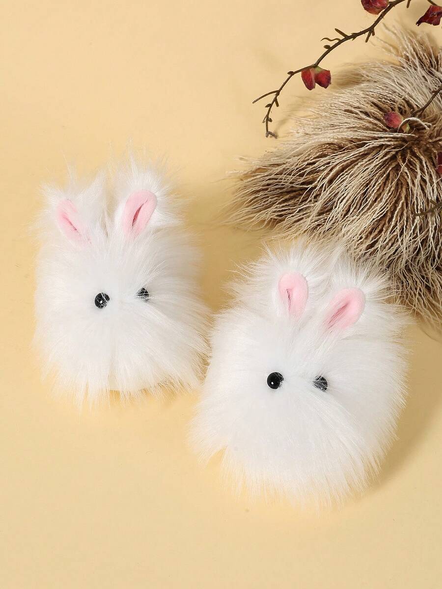 Children's Plush Rabbit Slippers, Suitable For Toddler Girls And Boys - Fluffy Faux Fur Rabbit-Shaped House Shoes With Pink Ears, Cute Animal Design, Non-Slip Sole, Suitable For Winter Indoor Wear - Beige - View 1