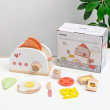 Wooden Pretend Play Bread Maker Toy For Kids, Role Play Toaster, Birthday Gift - Multicolor - View 2