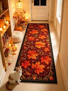 1pc Maple Leaf Autumn/Winter Hallway Runner Rug, Corridor Long Strip Carpet, Area Rug, Mat, Home Decor, Living Room Area Rug, Living Room Home Decor, Room Decor, Washable Carpet - Multicolor - View 2