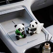 3pcs Panda Car Dashboard Decor. Suitable For Car Center Console Decoration, Can Be Paired With Rearview Mirror For Interior Car Decoration. Cute And Charming Decoration, Small Gift For Holidays. - A - View 3