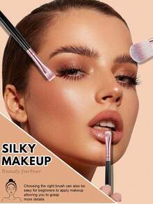17/20/37Pcs Soft Synthetic Makeup Brushes Set, Multipurpose Cosmetic Brushes For Foundation, Eyeshadow, Blush And Concealer, With Triangle Powder Puffs, Cosmetic Sponges And Plush Hair Bands, Complete Makeup Accessory Kit For Daily Facial Makeup - Black - View 4