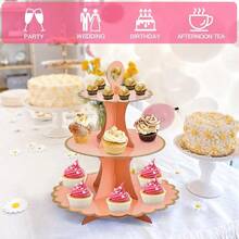 1PC Disposable Three-Layer Hot Stamping Paper Cake Stand Birthday Party Supplies Floral Tea Party Wedding Party Cake Decoration - Multicolor - View 4