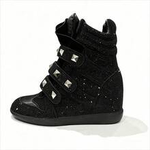 Women Wedge Sneakers - 黑閃鑽 - 查看 2