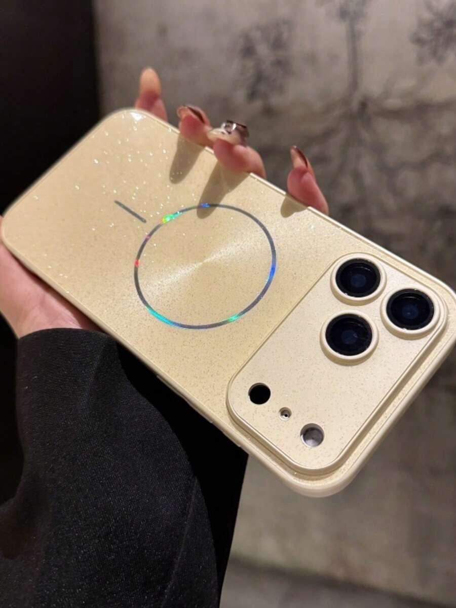 奢華亮面 CD 圖案極光矽膠手機殼,兼容磁吸無線充電,適用於 iPhone 18 Pro Max、18 Pro、18、17 Pro Max、17 Pro、17、16 Pro Max、16 Pro、16、15 Pro Max、15 Pro、15、14 Pro Max、14 Pro、14、13 Pro Max、13 Pro、13 - 黃色 - 查看 1