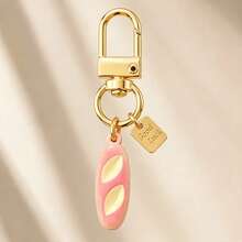 1pc/3pcs Unisex Alloy Painted Faux Bread Baguette Pendant English Letter Keychain Accessory Couple Bag Charm - Multicolor - View 8