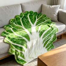 Fun Cabbage Shaped Flannel Blanket, Realistic Vegetable Pattern Throw Blanket For Home Sofa, Quirky Creative Gift - Multicolor - View 8